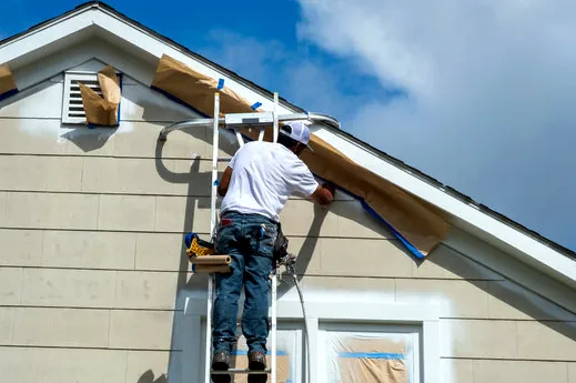 Masking a Gardena duplex before exterior painting